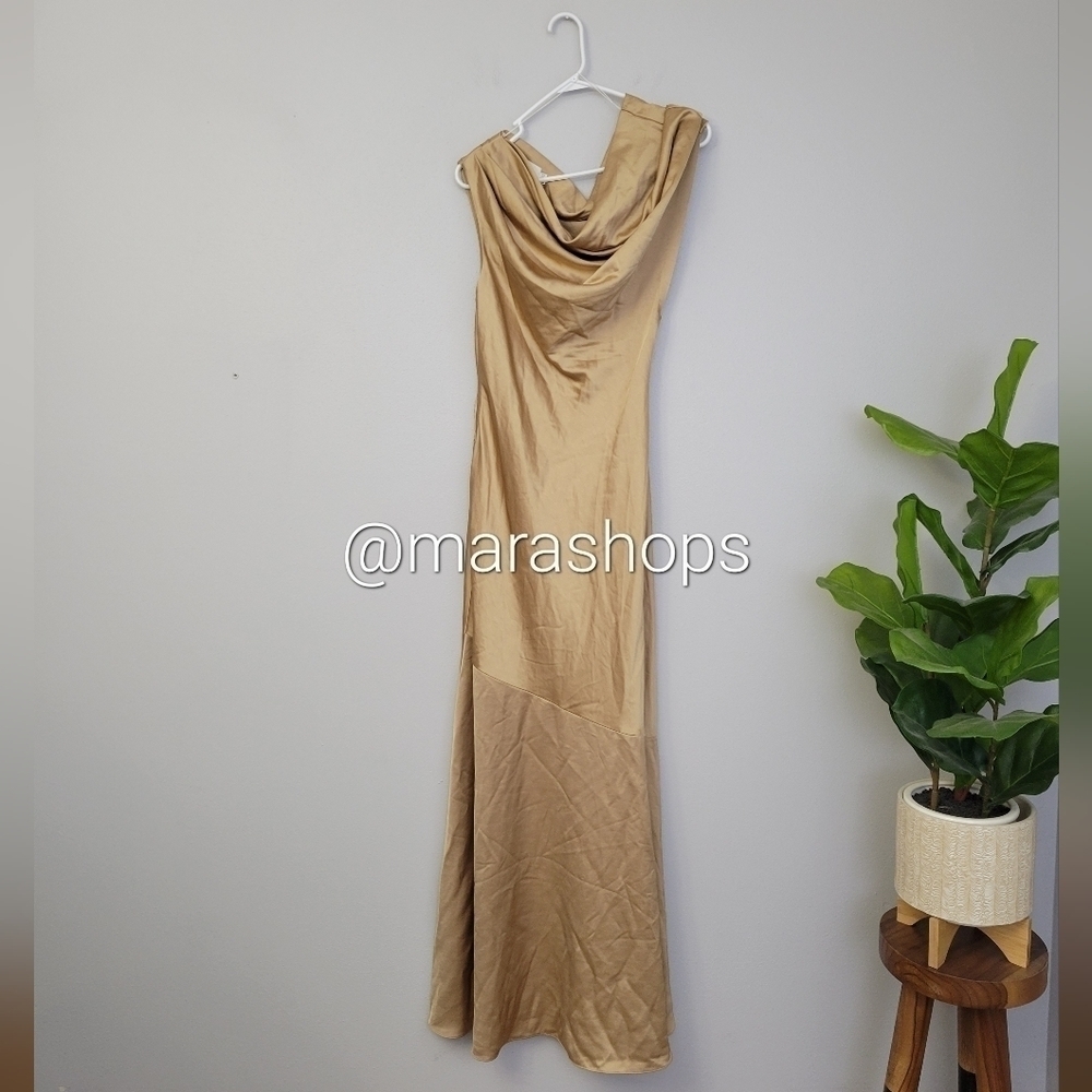Significant Other Erika Tan Satin Dress - Picture 4 of 10